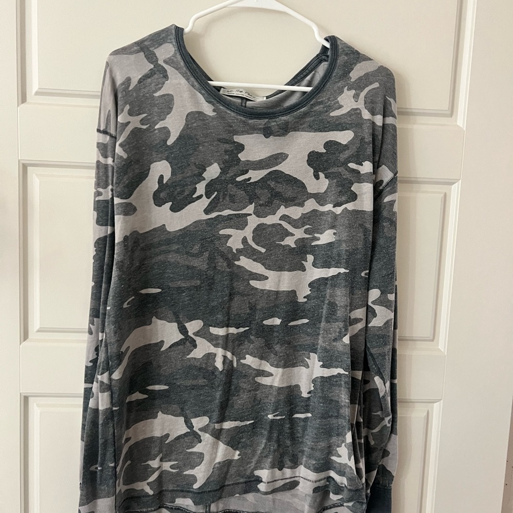 We The Free Gray Camouflage Long Sleeve Shirt